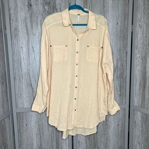 Free People Button Down Shirt Lightweight Long Sleeves Oversized M